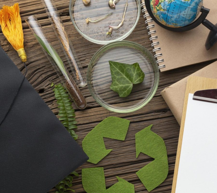 top-view-plants-study-items